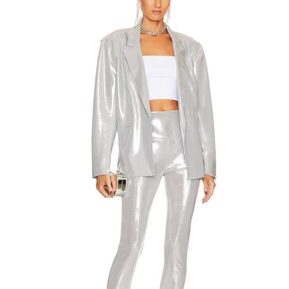 Norma Kamali Single Breasted Straight Fit Jacket - Silver - Picture 3 of 6